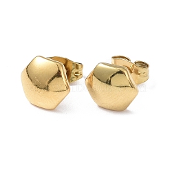 Ion Plating(IP) 304 Stainless Steel Hexagon Stud Earrings for Women, Golden, 8x9mm, Pin: 0.8mm(EJEW-I285-04A-G)