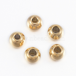 Ion Plating(IP) 304 Stainless Steel Beads, Round, Golden, 4x3mm, Hole: 1.5mm(X-STAS-H394-10G)