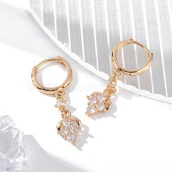 Brass Micro Pave Clear Cubic Zirconia Leverback Earrings, Rack Plating, Long-Lasting Plated, Lead Free & Cadmium Free, Grape, Golden, 33.5x8.5mm(EJEW-K300-14G)