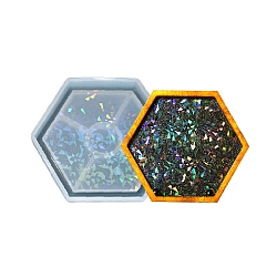 Silicone Laser Effect Cup Mat Molds, Resin Casting Molds, for UV Resin & Epoxy Resin Craft Making, Hexagon Pattern, 107x122x14.5mm, Inner Diameter: 101x116x12mm(X-DIY-C061-03A)