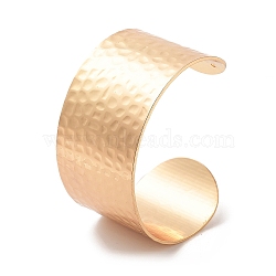 304 Stainless Steel Textured Wide Open Cuff Bangles for Women, Real 18K Gold Plated, Inner Diameter: 2-5/8 inch(6.6cm), 36mm(BJEW-Z067-01G-01)