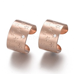 304 Stainless Steel Ear Cuff Findings, with Star Pattern, Rose Gold, 11x10x7mm, Hole: 0.9mm(STAS-P249-19RG)