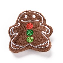 Cotton Doll Ornament Accessories, with Non-Woven Fabric & Velvet Finding, for DIY Brooch, Bag, Socks, Scarves, for Christmas, Gingerbread Man, Sienna, 46x48x22mm(DIY-A027-07)
