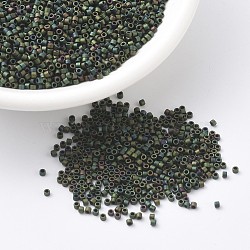 MIYUKI Delica Beads, Cylinder, Japanese Seed Beads, 11/0, (DB0327) Matte Metallic Dark Green Iris, 1.3x1.6mm, Hole: 0.8mm, about 2000pcs/10g(X-SEED-J020-DB0327)