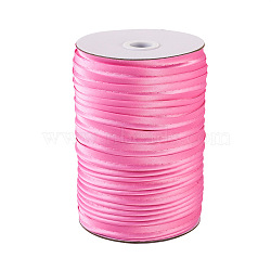 Polyester Fiber Ribbons, Hot Pink, 3/8 inch(11mm), 100m/roll(OCOR-TAC0009-08E)