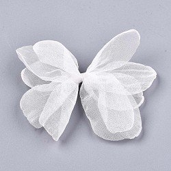 Bowknot Organza Ornament Accessories, For DIY Jewelry Making Craft, White, 85~92x37~50mm(X-FIND-S303-04M)