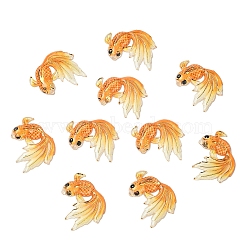 10Pcs UV Printing Acrylic Pendants, with Spray Paint Bottom, Fish, Orange, 30x25x4mm, Hole: 1mm(TACR-YW0003-22D)