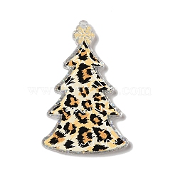 Christmas Tree Acrylic Pendants, with Glitter Power, Old Lace, 41x26x2mm, Hole: 1.6mm(OACR-L018-01E)