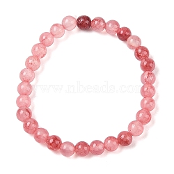 Natural Green Jade(Dyed) Round Beaded Stretch Bracelets, Red, Inner Diameter: 2-1/8 inch(5.45cm), 6mm(G-U005-01A-04)