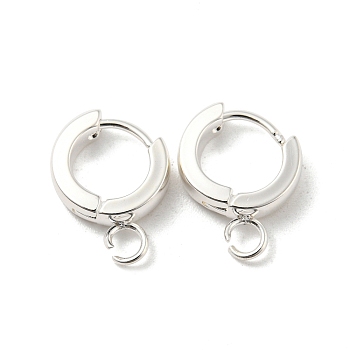 201 Stainless Steel Huggie Hoop Earrings Findings, with Vertical Loop, with 316 Surgical Stainless Steel Earring Pins, Ring, Silver, 11x3mm, Hole: 2.7mm, Pin: 1mm