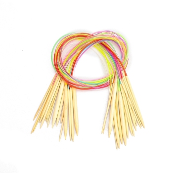 Bamboo Circular Knitting Needles Sets, with Colorful Plastic Tube, Mixed Color, 60cm, 18pcs/set