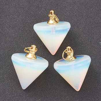 Opalite Pendants with Golden Brass Findings, Circular Cone, 32~34.5x27.5~28mm, Hole: 8.2mm