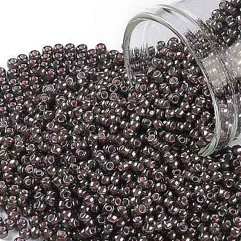 TOHO Round Seed Beads, Japanese Seed Beads, (367) Inside Color Luster Black Diamond/Pink Lined, 11/0, 2.2mm, Hole: 0.8mm, about 50000pcs/pound
