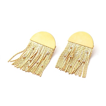 Rack Plating Brass Cubic Zirconia Jellyfish Ear Studs, Long-Lasting Plated Tassel Earring for Women, Cadmium Free & Lead Free, Real 18K Gold Plated, 45x25x2mm, Pin: 1mm