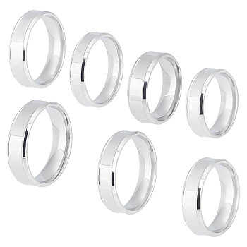 DICOSMETIC 14Pcs 7 Size 201 Stainless Steel Plain Band Ring for Men Women, Stainless Steel Color, Inner Diameter: US Size 5 3/4~13(16.3~22.2mm), 2Pcs/size