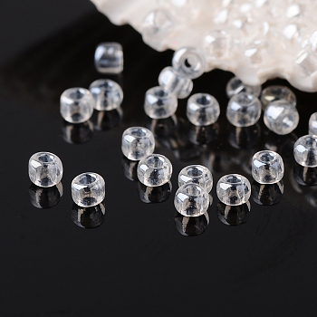 12/0 Grade A Round Glass Seed Beads, Transparent Colours Lustered, Clear, 2x1mm, Hole: 0.5mm, about 60000pcs/pound