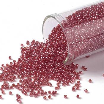 TOHO Round Seed Beads, Japanese Seed Beads, (109B) Siam Ruby Transparent Luster, 15/0, 1.5mm, Hole: 0.7mm, about 3000pcs/bottle, 10g/bottle