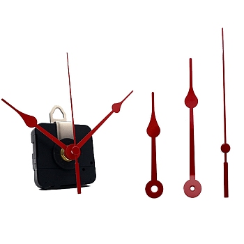 Plastic Long Shaft Clock Movement Mechanism, with Aluminum Pointer, Red, 70~95mm