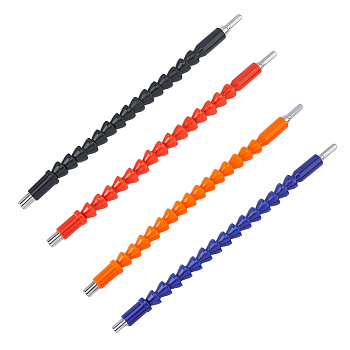 4Pcs 4 Colors Plastic and Carbon Steel Electric Drill Hose Connection Shaft, Mixed Color, 297x16.5mm, Hole: 6.5x7mm, 1pc/color