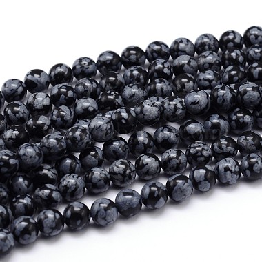 10mm Round Snowflake Obsidian Beads