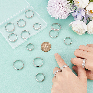 16Pcs 8 Size 201 Stainless Steel Textured Plain Band Rings Set for Women(RJEW-UN0002-77P)-4