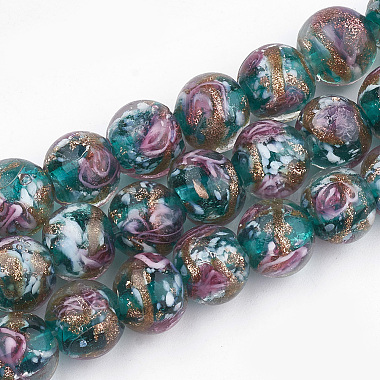 Dark Cyan Round Lampwork Beads