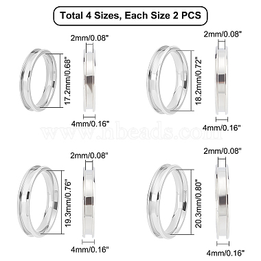8Pcs 4 Size 304 Stainless Steel Grooved Finger Ring Settings(STAS-UN0034-98)-6