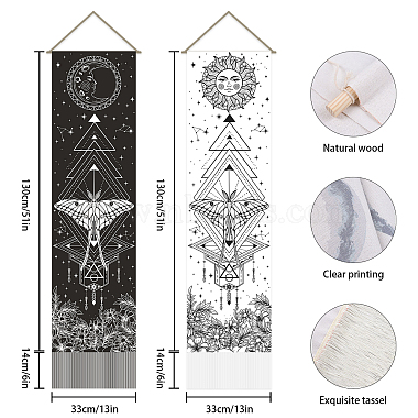 tapisseries murales décoratives en polyester à motif lune et soleil(AJEW-WH0399-021)-3