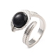 Oval Natural & Synthetic Mixed Stone Cuff Ring(RJEW-I079-01)-4