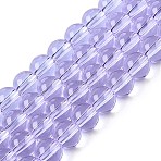 Transparent Glass Beads Strands, Round, Lilac, 6~6.5mm, Hole: 1.4mm, about 67~70pcs/strand, 14.76 inch~15.16 inch(37.5~38.5cm)(GLAA-T032-T6mm-01)