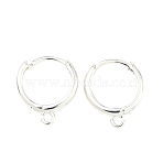 Brass Hoop Earring Findings, Long-Lasting Plated, Rack Plating, with Loop, Silver, 16x13.5x2.5mm, Hole: 1.5mm, Pin: 0.8mm(KK-G557-11S)