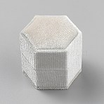 Velvet Ring Packaging Boxes, Jewelry Case for Earrings Rings, Hexagon, Beige, 4.85x4.3x4.9cm(CON-WH20006-008A)