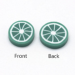 Handmade Polymer Clay Cabochons, Fruit, Sea Green, 9~10x2~3mm(X-CLAY-Q241-004G)