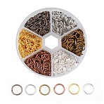 1 Box 6 Color Iron Open Jump Rings, Round, Mixed Color, 20 Gauge, 8x0.8mm, Inner Diameter: 6.4mm, about 900pcs/box(IFIN-JP0012-8mm)