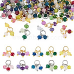 40Pcs 10 Styles Dyed Natural Malaysia Jade Pendants, Faceted Rondelle Charms with 304 Stainless Steel Findings, Golden & Stainless Steel Color, Mixed Color, 11mm, jump ring: 6x0.6mm, Jump Ring: 6x0.6mm, Inner Diameter: 4.5mm, 4pcs/style(PALLOY-TA00391)