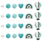 26Pcs Food Grade Eco-Friendly Silicone Beads, Light Cyan, 12~28x6~25x6~25mm(SIL-YW0002-42A)