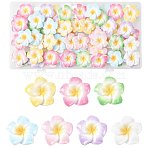 70Pcs 7 Colors Plumeria Flower Opaque Resin Cabochons, Mixed Color, 20~21x20~21x4.5~5mm, 10pcs/color(CRES-FS0001-32)