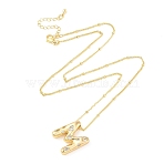 Brass Micro Pave Clear Cubic Zirconia Pendant Necklaces, Letter M, 17.72 inch(45cm), Letter M: 20.5x18mm(NJEW-Z038-01G-M)