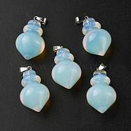Opalite Pendants, Pointed Bottle Charms, with Platinum Plated Iron Snap on Bails, 32.5~35x16~17mm, Hole: 3x5.5mm(G-G998-C10)