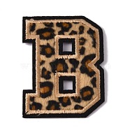 Polyester Computerized Embroidery Cloth Iron On Sequins Patches, Leopard Print Pattern Stick On Patch, Costume Accessories, Appliques, Letter.B, 61x47x1.5mm(PATC-SZC0001-01B)