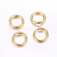 304 Stainless Steel Open Jump Rings, Real 24K Gold Plated, 18 Gauge, 6x1mm, Inner Diameter: 4mm(STAS-O098-02G-02-A)