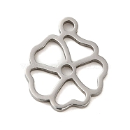 Non-Tarnish 304 Stainless Steel Charms, Laser Cut, Stainless Steel Color, Flower, 13.5x11x1mm, Hole: 1mm(STAS-S123-01P-08)