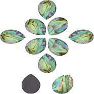 Natural Abalone Shell/Paua Shell Cabochons, with Freshwater Shell, Square, Colorful, 10x10x3mm, 20pcs/box(SSHEL-FH0001-03)