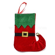 Christmas Stocking Felt Cloth & Iron Pendant Decoration, for Christmas Tree Hanging Ornaments, FireBrick, 244~249x145~148x5~6mm(DJEW-K027-01B-01)