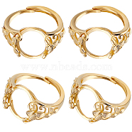 4Pcs Adjustable Brass Ring Components, Pad Ring Settings, Flower with Oval Tray, Real 24K Gold Plated, US Size 12 1/4(21.5mm), Tray: 17.5x13mm(KK-BBC0008-71)