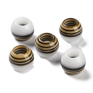 Resin European Beads, Large Hole Beads, Round, White, 11x16mm, Hole: 6mm(RESI-U009-05A)