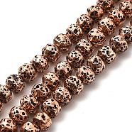 Electroplated Natural Lava Rock Beads Strands, Bicone, Copper Plated, 4x5mm, Hole: 0.8mm, about 90~92pcs/strand, 15.75 inch(40cm)(G-G984-08R)