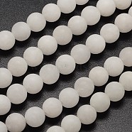 Natural White Jade Beads Strands, Frosted, Round, 10mm, Hole: 1mm, about 38pcs/strand, 14.9 inch(G-D671-10mm)