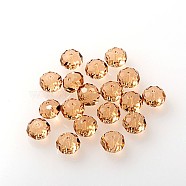 Austrian Crystal Beads, 5040 8mm, Faceted Rondelle, Lt.Brown, Size: about 8mm in diameter, 6mm thick, hole: 1mm(X-5040_8mm246)