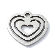 Non-Tarnish 304 Stainless Steel Charms, Laser Cut, Heart Charm, Stainless Steel Color, 12.5x13.5x1mm, Hole: 1.4mm(STAS-C097-28P)